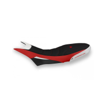 Housse de selle modèle Ultragrip rouge et blanche TAPPEZZERIA - Avec logo brodé - DUCATI HYPERMOTARD 950 2019-22