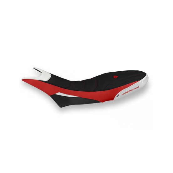 Housse de selle modèle Ultragrip rouge et blanche TAPPEZZERIA - Avec logo brodé - DUCATI HYPERMOTARD 950 2019-22