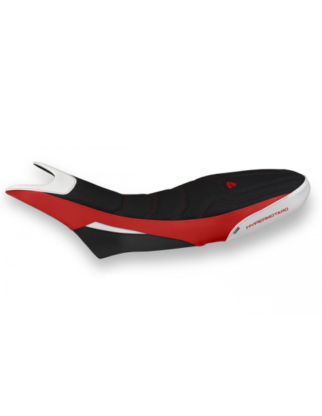 Housse de selle modèle Ultragrip rouge et blanche TAPPEZZERIA - Avec logo brodé - DUCATI HYPERMOTARD 950 2019-22