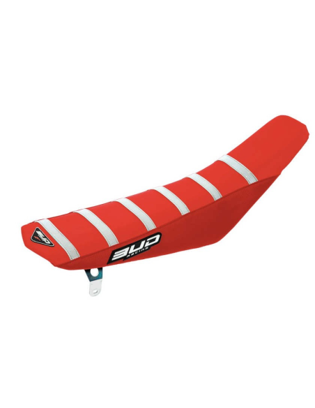 Housse de selle BUD Full Traction KTM SX SXF 2023 - 2024 EXC F TPI 2024 Rouge Bandes Blanches