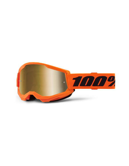 Masque cross 100% Strata 2 Orange Fluo - Ecran Iridium Or