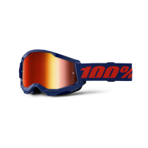 Masque cross 100% Strata 2 Bleu - Ecran Iridium Rouge