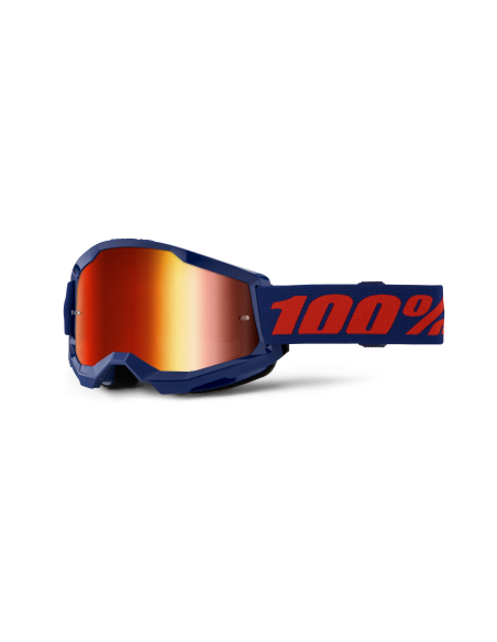 Masque cross 100% Strata 2 Bleu - Ecran Iridium Rouge
