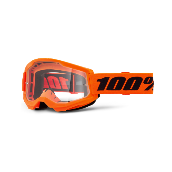 Masque cross enfant 100% Strata 2 Orange Fluo - Ecran Clair