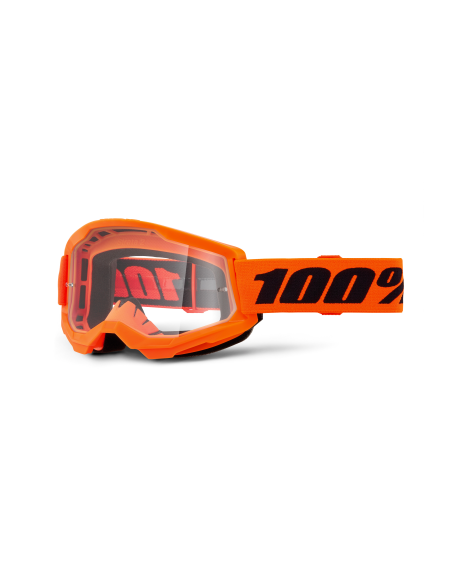 Masque cross enfant 100% Strata 2 Orange Fluo - Ecran Clair