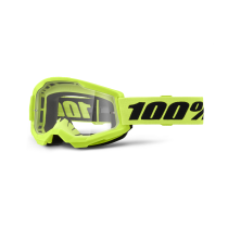 Masque cross enfant 100% Strata 2 Jaune Fluo - Ecran Clair
