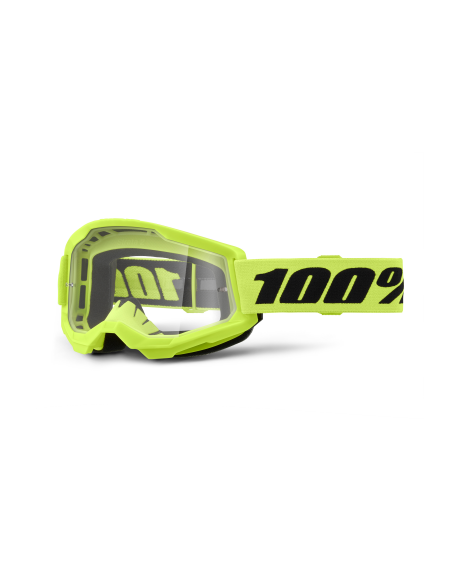 Masque cross enfant 100% Strata 2 Jaune Fluo - Ecran Clair