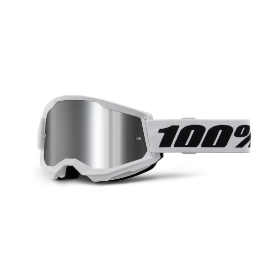 Masque cross 100% Strata 2 Blanc - Ecran Iridium Argent