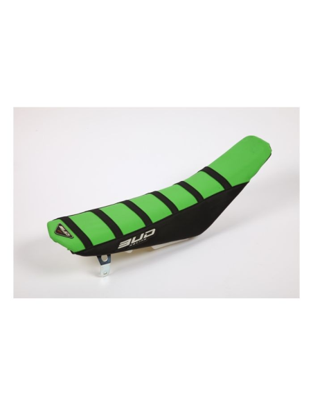 Housse de selle BUD Full Traction KAWASAKI 450 KXF 2019-2026 / 250 KXF 2021-2026 Vert Bandes Noir