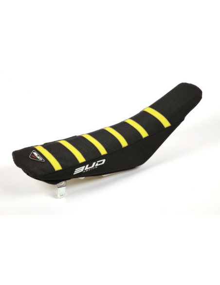 Housse de selle BUD Full Traction SUZUKI RMZ 450 2018 - 2024 RM Z 250 2019 - 2024 Noir Bandes Jaunes