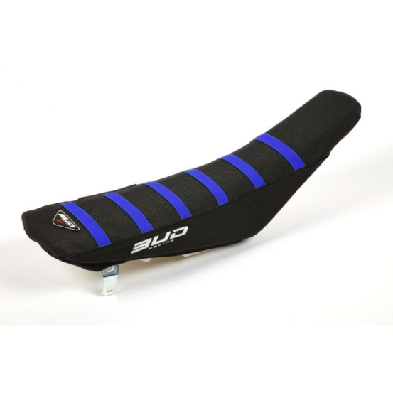 Housse de selle BUD Full Traction YAMAHA YZ-F 450 2023-2026 / YZ-F 250 2024-2026 Noir Bleu Bandes Bleues