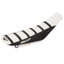 Housse de selle BUD Full Traction SUZUKI 250 RM Z 2010 - 2018 Blanc Noir Bandes Noires