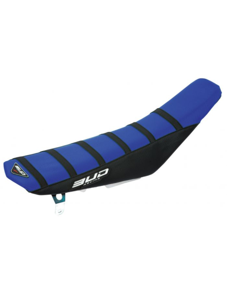 Housse de selle BUD Full Traction YAMAHA YZ F 450 2014 - 2022 YZ F 250 2015 - 2023 Bleu Noir Bandes Noires