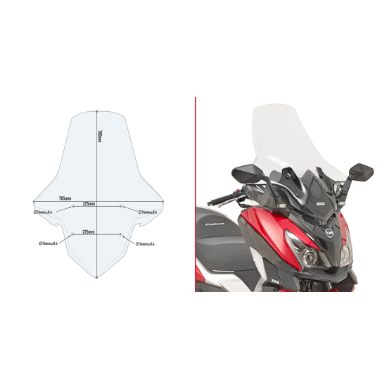 Bulle Givi 7056DT SYM 300 Joymax Z 2019 - 2021 Cruisym 2017 - 2021 - Incolore