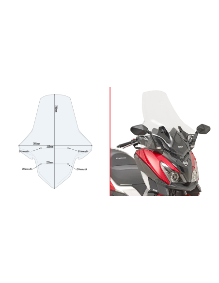 Bulle Givi 7056DT SYM 300 Joymax Z 2019 - 2021 Cruisym 2017 - 2021 - Incolore