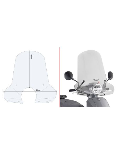 Bulle Givi 7062A SYM Fiddle 125 Euro 5 2020 - Incolore