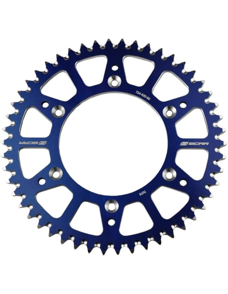 Couronne SCAR alu ultra-light anti boue Husqvarna 65 TC KTM 65 SX pas 420 Bleu
