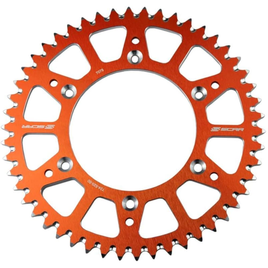Couronne SCAR alu ultra-light anti boue Husqvarna 65 TC KTM 65 SX pas 420 Orange
