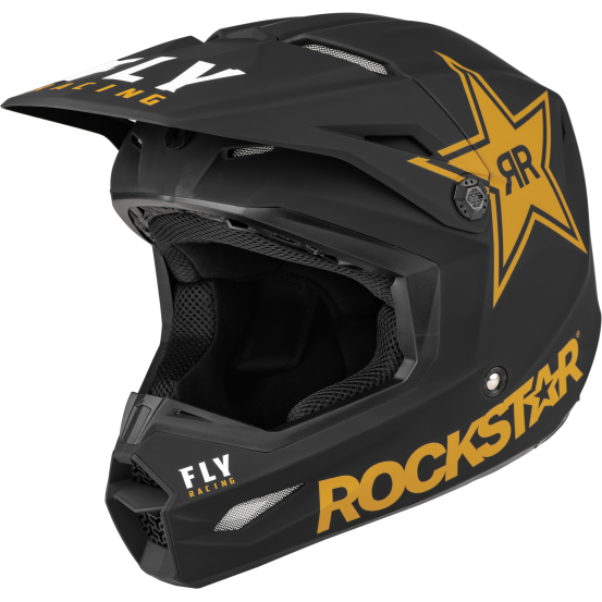 Casque cross Fly Racing Kinetic Rockstar Noir Or