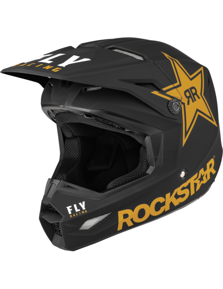Casque cross Fly Racing Kinetic Rockstar Noir Or