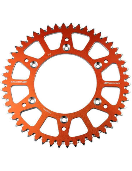 Couronne SCAR alu ultra-light anti boue Husqvarna TC/FC TE/FE KTM SX/SXF EXC/EXCF pas 520 Orange