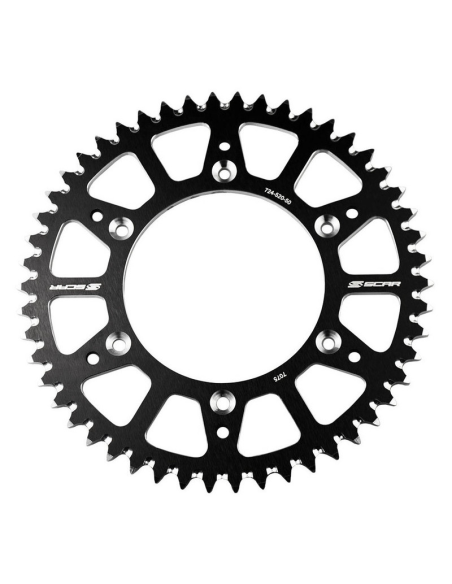 Couronne SCAR alu ultra-light anti boue Kawasaki 125/250 KX 250/450 KXF pas 520 Noir