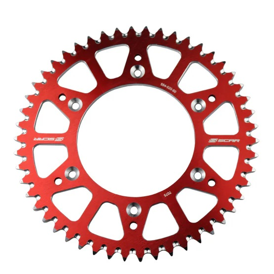 Couronne SCAR alu ultra-light anti boue Honda CR/CRF/CRF-X BETA RR pas 520 Rouge