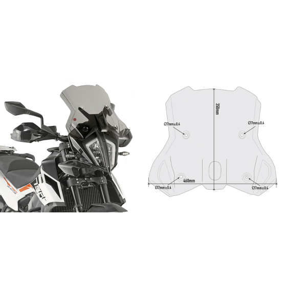 Bulle Givi 7710D KTM 390 Adventure 2020 - 2021 790 Adventure-R 2019 - 2020 890 Adventure 2021 - Fumé