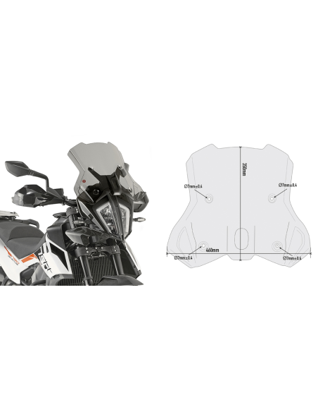 Bulle Givi 7710D KTM 390 Adventure 2020 - 2021 790 Adventure-R 2019 - 2020 890 Adventure 2021 - Fumé