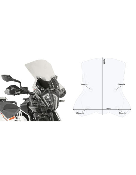 Bulle Givi 7710DT KTM 390 Adventure 2020 - 2021 790 Adventure-R 2019 - 2020 890 Adventure 2021 - Incolore