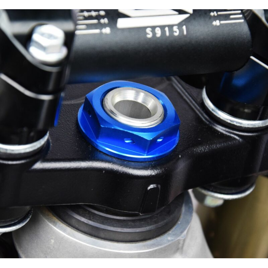 Ecrou de colonne de direction SCAR Kawasaki KX/KXF Suzuki Bleu