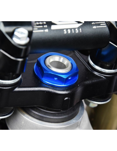 Ecrou de colonne de direction SCAR Kawasaki KX/KXF Suzuki Bleu