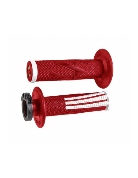 Poignées moto ODI V2 EMIG Lock-on PRO 2T/4T - Rouge/Blanc