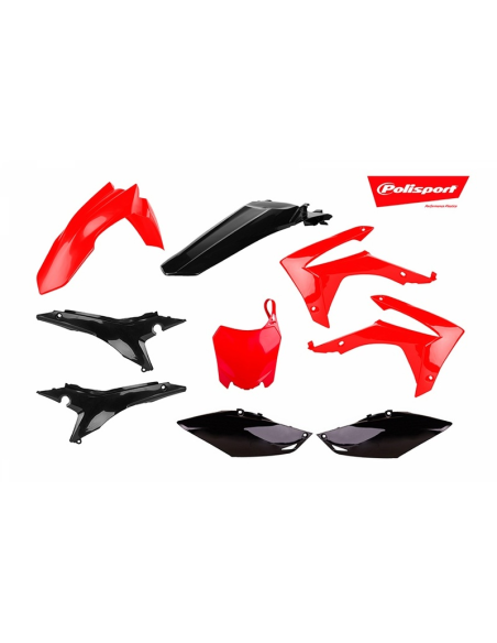 Kit plastiques - Rouge Noir - POLISPORT Honda 250 450 CRF-R 2013 - 2017