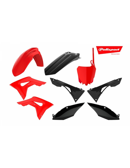 Kit plastiques - Noir Rouge - POLISPORT Honda 250 450 CRF-R 2017-2021
