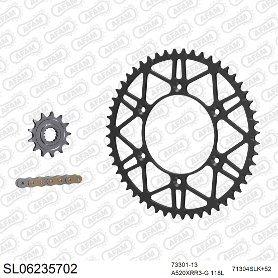 Kit chaine 520 AFAM - Couronne acier - Type de chaine au choix - HUSQVARNA FE 350 2014-2026