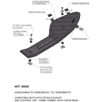 Pare-chaleur carbone LEOVINCE HUSQVARNA 701 SM/ENDURO/LR 2017 - 2023 - 2020 uniquement pour les lignes Carbone