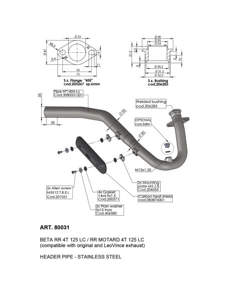 Suppresseur de catalyseur LEOVINCE BETAMOTOR RR 125 LC/MOTARD 4T 2021 - 2023