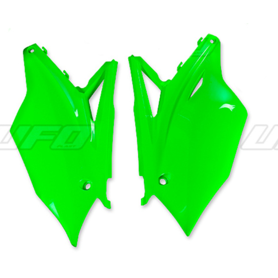 Plaques Latérales - Vert Fluo - UFO Kawasaki 250 KXF 2013-2016 / 450 KXF 2012-2015
