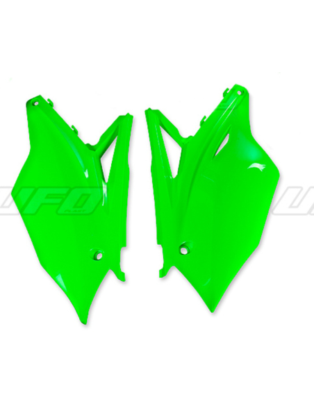 Plaques Latérales - Vert Fluo - UFO Kawasaki 250 KXF 2013-2016 / 450 KXF 2012-2015