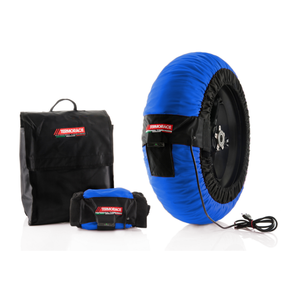 Paire de couvertures chauffantes bleues Termorace Evo - Réglables 50°C 80°C et 100°C - Taille L supermoto ou 250
