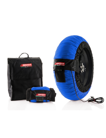 Paire de couvertures chauffantes bleues Termorace Evo - Réglables 50°C 80°C et 100°C - Taille L supermoto ou 250