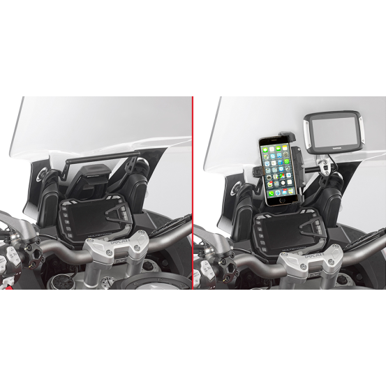 Barre Support GPS-Smartphone Givi FB7408 Ducati 950-1200 Multistrada 2015-2021