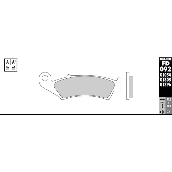 Plaquettes de frein GALFER - G1054TT ORGANIQUE SEMI METAL TT FD092