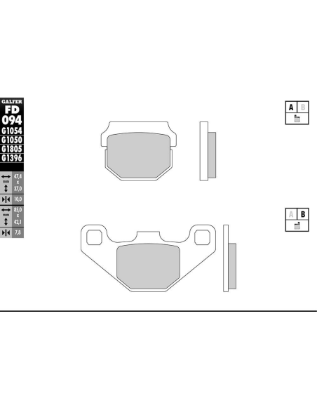 Plaquettes de frein GALFER - G1050 SCOOTER SEMI METAL FD094