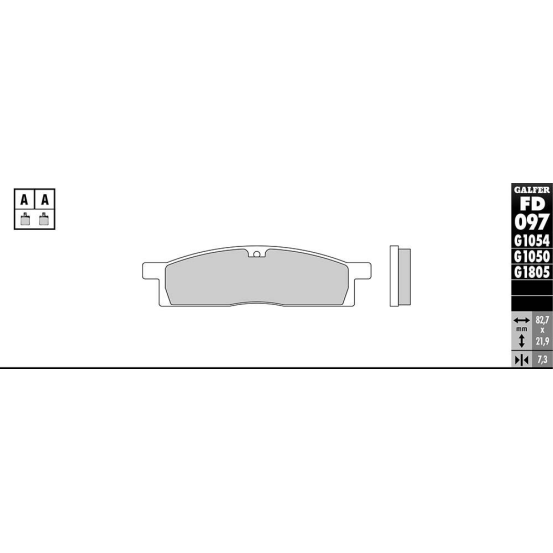 Plaquettes de frein GALFER - G1054TT ORGANIQUE SEMI METAL TT FD097