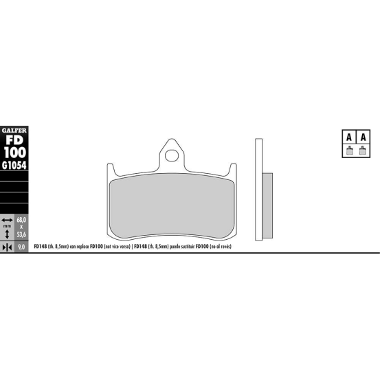 Plaquettes de frein GALFER - G1054 ORGANIQUE SEMI METAL FD100