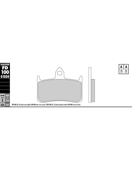 Plaquettes de frein GALFER - G1054 ORGANIQUE SEMI METAL FD100