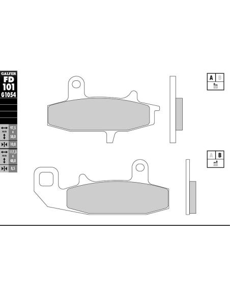 Plaquettes de frein GALFER - G1054 ORGANIQUE SEMI METAL FD101