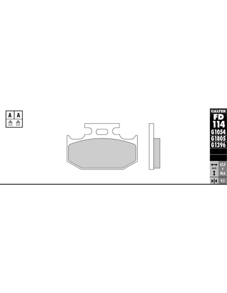 Plaquettes de frein GALFER - G1054TT ORGANIQUE SEMI METAL TT FD114